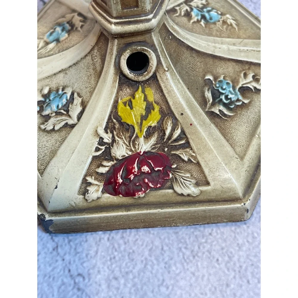 Vintage French Provincial Electric Candlestick Lamp‎ Floral Rose Garland 1930s
